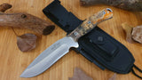 JEO-TEC Nº9 - Masur Birch Stabilized Wood - MOVA Stainless Steel - Multi-positioned Leather Sheath - Firesteel - Handmade