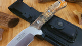 JEO-TEC Nº9 - Masur Birch Stabilized Wood - MOVA Stainless Steel - Multi-positioned Leather Sheath - Firesteel - Handmade