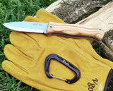 JEO-TEC Nº17 - Olive Wood Handle - Sandvik 14c28N Stainless Steel - Multi-positioned Leather Sheath
