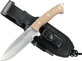 JEO-TEC Nº39 - Coffee Yute Mikarta - Stainless Steel Mova 58 - Multi-positioned Leather Sheath - Firesteel - Sharpener Stone