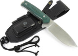 JEO-TEC Nº21 - Green Yute Mikarta - BOHLER N690C Stainless Steel - Multi-positioned Leather Sheath - Firesteel