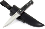 JEO-TEC Nº18 - Black Mikarta Handle - Stainless Steel Sandvik 14c28n - Leather Sheath + Firesteel