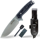 JEO-TEC Nº21 - Black Canvas Mikarta - BOHLER N690C Stainless Steel - Multi-positioned Leather Sheath - Firesteel