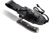 JEO-TEC Nº7 - Black Canvas Mikarta - BOHLER N690C Stainless Steel - Multi-positioned Leather Sheath - Firesteel