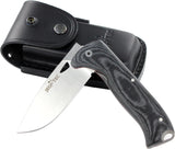 JEO-TEC Nº47 - Black Mikarta - Stainless Steel Mova 58 - Leather Sheath - Firesteel