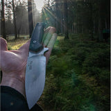 JEO-TEC Nº21 - Black Canvas Mikarta - BOHLER N690C Stainless Steel - Multi-positioned Leather Sheath - Firesteel