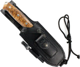 JEO-TEC Nº1 The ONE - Curly Birch Stabilized Wood Handle - BOHLER N690C Stainless Steel - Multi-positioned Leather Sheath - Firesteel - Sharpener Stone