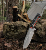 JEO-TEC Nº39 - Black Mikarta - Stainless Steel Mova 58 - Multi-positioned Kydex Sheath - Clip belt - Firesteel