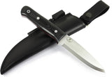 JEO-TEC Nº18 - Black Mikarta Handle - Stainless Steel Sandvik 14c28n - Leather Sheath + Firesteel