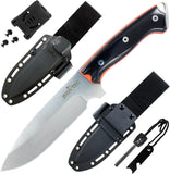 JEO-TEC Nº39 - Black Mikarta - Stainless Steel Mova 58 - Multi-positioned Kydex Sheath - Clip belt - Firesteel