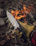 JEO-TEC Nº39 - Black Mikarta - Stainless Steel Mova 58 - Multi-positioned Kydex Sheath - Clip belt - Firesteel