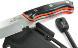 JEO-TEC Nº39 - Black Mikarta - Stainless Steel Mova 58 - Multi-positioned Kydex Sheath - Clip belt - Firesteel
