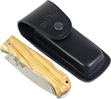 JEO-TEC Nº17 - Olive Wood Handle - Sandvik 14c28N Stainless Steel - Multi-positioned Leather Sheath