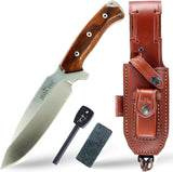 JEO-TEC Nº15 - Cocobolo Wood Handle - BOHLER N690C Stainless Steel - Multi-positioned Leather Sheath - Firesteel - Sharpener Stone