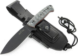 JEO-TEC Nº1 The ONE - Black Mikarta Handle - Coated BOHLER N690C Stainless Steel - Multi-positioned Leather Sheath - Firesteel - Sharpener Stone