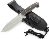 JEO-TEC Nº39 - Brown Yute Mikarta - Stainless Steel Mova 58 - Multi-positioned Leather Sheath - Firesteel - Sharpener Stone