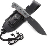 JEO-TEC Nº1 The ONE - Black Mikarta Handle - Coated BOHLER N690C Stainless Steel - Multi-positioned Leather Sheath - Firesteel - Sharpener Stone