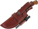 JEO-TEC Nº29 - Cocobolo wood handle - Stainless Steel Mova 58 - Multi-positioned Leather Sheath - Firesteel - Sharpener Stone