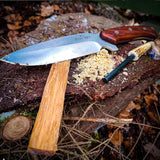 JEO-TEC Nº15 - Cocobolo Wood Handle - BOHLER N690C Stainless Steel - Multi-positioned Leather Sheath - Firesteel - Sharpener Stone