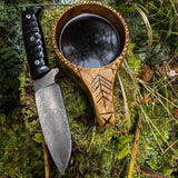 JEO-TEC Nº1 The ONE - Black Polished Mikarta Handle - BOHLER N690C Stainless Steel - Multi-positioned Leather Sheath - Firesteel - Sharpener Stone