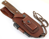 JEO-TEC Nº21 - Cocobolo Exotic Wood - BOHLER N690C Stainless Steel - Multi-positioned Leather Sheath - Firesteel