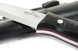JEO-TEC Nº18 - Black Mikarta Handle - Stainless Steel Sandvik 14c28n - Leather Sheath + Firesteel