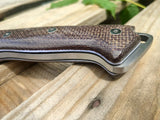 JEO-TEC Nº39 - Brown Yute Mikarta - Stainless Steel Mova 58 - Multi-positioned Leather Sheath - Firesteel - Sharpener Stone