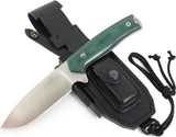 JEO-TEC Nº21 - Green Yute Mikarta - BOHLER N690C Stainless Steel - Multi-positioned Leather Sheath - Firesteel