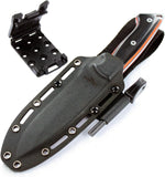 JEO-TEC Nº39 - Black Mikarta - Stainless Steel Mova 58 - Multi-positioned Kydex Sheath - Clip belt - Firesteel