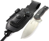 JEO-TEC Nº21 - Black Canvas Mikarta - BOHLER N690C Stainless Steel - Multi-positioned Leather Sheath - Firesteel
