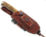 JEO-TEC Nº39 - Cocobolo Wood Handle - Stainless Steel Mova 58 - Multi-positioned Leather Sheath - Firesteel - Sharpener Stone