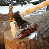 JEO-TEC Nº29 - Cocobolo wood handle - Stainless Steel Mova 58 - Multi-positioned Leather Sheath - Firesteel - Sharpener Stone