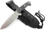 JEO-TEC Nº39 - Black Mikarta - Stainless Steel Mova 58 - Multi-positioned Leather Sheath - Firesteel - Sharpener Stone