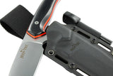 JEO-TEC Nº21 - Black and Red Mikarta - BOHLER N690C Stainless Steel - Multi-positioned Kydex Sheath - Firesteel