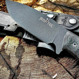 JEO-TEC Nº1 The ONE - Black Mikarta Handle - Coated BOHLER N690C Stainless Steel - Multi-positioned Leather Sheath - Firesteel - Sharpener Stone