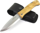 JEO-TEC Nº17 - Olive Wood Handle - Sandvik 14c28N Stainless Steel - Multi-positioned Leather Sheath