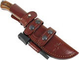 JEO-TEC Nº29 - Cocobolo wood handle - Stainless Steel Mova 58 - Multi-positioned Leather Sheath - Firesteel - Sharpener Stone