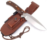 JEO-TEC Nº9 - Cocobolo Wood Handles - Stainless Steel Mova 58 - Multi-positioned Leather Sheath - Firesteel - Sharpener Stone