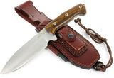 JEO-TEC Nº39 - Cocobolo Wood Handle - Stainless Steel Mova 58 - Multi-positioned Leather Sheath - Firesteel - Sharpener Stone