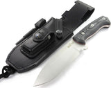JEO-TEC Nº39 - Black Mikarta - Stainless Steel Mova 58 - Multi-positioned Leather Sheath - Firesteel - Sharpener Stone