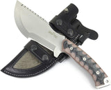 JEO-TEC Nº51 - Black/Brown Mikarta - Stainless Steel Mova 58 - Leather Sheath - Firesteel