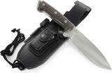 JEO-TEC Nº39 - Brown Yute Mikarta - Stainless Steel Mova 58 - Multi-positioned Leather Sheath - Firesteel - Sharpener Stone