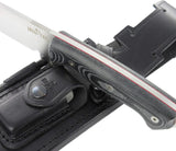 JEO-TEC Nº39 - Black Mikarta - Stainless Steel Mova 58 - Multi-positioned Leather Sheath - Firesteel - Sharpener Stone