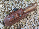 JEO-TEC Nº9 - Cocobolo Wood Handles - Stainless Steel Mova 58 - Multi-positioned Leather Sheath - Firesteel - Sharpener Stone