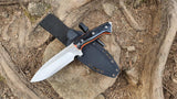 JEO-TEC Nº39 - Black Mikarta - Stainless Steel Mova 58 - Multi-positioned Kydex Sheath - Clip belt - Firesteel