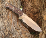 JEO-TEC Nº39 - Brown Yute Mikarta - Stainless Steel Mova 58 - Multi-positioned Leather Sheath - Firesteel - Sharpener Stone