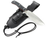 JEO-TEC Nº9 - Black Polished Mikarta Handles - Stainless Steel Mova 58 - Multi-positioned Leather Sheath - Firesteel - Sharpener Stone