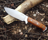 JEO-TEC Nº1 The ONE - Cocobolo Wood Handle - BOHLER N690C Stainless Steel - Multi-positioned Leather Sheath - Firesteel - Sharpener Stone