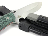 JEO-TEC Nº43 - Green Mikarta - Stainless Steel Mova 58 - Leather Sheath - Firesteel