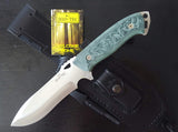 JEO-TEC Nº43 - Green Mikarta - Stainless Steel Mova 58 - Leather Sheath - Firesteel
